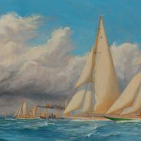 A rare painting of 1930 America’s Cup racing off Newport, signed ‘Harold Wyllie’ (5 of 12) A rare painting of 1930 America’s Cup racing off Newport, signed ‘Harold Wyllie’ (5 of 12)