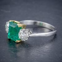 Art Deco Colombian Emerald Diamond Trilogy Ring Platinum 18ct Gold 2.55ct Emerald With Cert (5 of 9) Art Deco Colombian Emerald Diamond Trilogy Ring Platinum 18ct Gold 2.55ct Emerald With Cert (5 of 9)