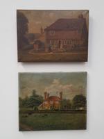 Pair of Primitive Antique Oil Paintings of Houses (3 of 6) Pair of Primitive Antique Oil Paintings of Houses (3 of 6)