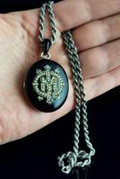Victorian Mourning Locket, Black Enamel & Seed Pearl (12 of 13) Victorian Mourning Locket, Black Enamel & Seed Pearl (12 of 13)