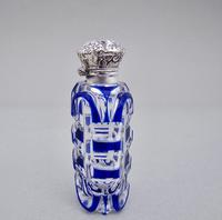 Victorian silver and Bohemian overlay Bristol blue glass scent bottle c.1890 (3 of 5) Victorian silver and Bohemian overlay Bristol blue glass scent bottle c.1890 (3 of 5)