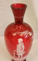 Antique Large Mary Gregory Ruby Cranberry Vase (2 of 6) Antique Large Mary Gregory Ruby Cranberry Vase (2 of 6)