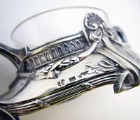 German Art Nouveau 925 Solid Sterling Silver & Glass WMF Style Antique Salt Cellar Dish - Wilhelm Binder c.1905 (4 of 7) German Art Nouveau 925 Solid Sterling Silver & Glass WMF Style Antique Salt Cellar Dish - Wilhelm Binder c.1905 (4 of 7)