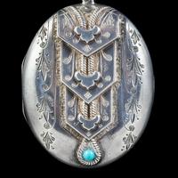 Antique Victorian Silver Turquoise Locket Necklace c.1880 (7 of 8) Antique Victorian Silver Turquoise Locket Necklace c.1880 (7 of 8)
