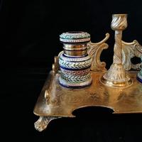 Antique Brass and Porcelain Double Inkwell with Candlestick (6 of 10) Antique Brass and Porcelain Double Inkwell with Candlestick (6 of 10)