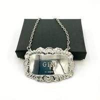 1970s Gin Sterling Silver Decanter Label