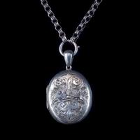 Antique Victorian Locket Collar Necklace Silver c.1880 (7 of 8) Antique Victorian Locket Collar Necklace Silver c.1880 (7 of 8)