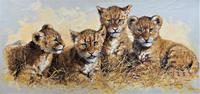 Exceptional 'pride Of Lion Cubs' Large Wildlife Oil Painting By 'silvia Duran' (2 of 12) Exceptional 'pride Of Lion Cubs' Large Wildlife Oil Painting By 'silvia Duran' (2 of 12)