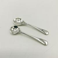 Pair of 1920s Antique Small Silver Salt Spoons