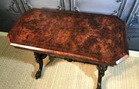 Victorian Burr Walnut Stretcher Table (5 of 9) Victorian Burr Walnut Stretcher Table (5 of 9)