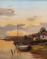 'the Estuary At Sundown' A Large Superb Original Vintage Seascape Oil Painting (9 of 12) 'the Estuary At Sundown' A Large Superb Original Vintage Seascape Oil Painting (9 of 12)