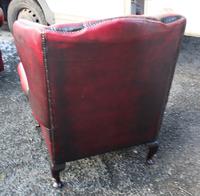 1960s Chesterfield Red Leather Wing Back Armchair with Union Jack on Seat (2 of 3) 1960s Chesterfield Red Leather Wing Back Armchair with Union Jack on Seat (2 of 3)