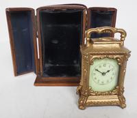 Antique Travelling Miniature Carriage Clock - Original Leather Case Made of Gilt Metal with Enamel Dial Mantel Clock (5 of 12) Antique Travelling Miniature Carriage Clock - Original Leather Case Made of Gilt Metal with Enamel Dial Mantel Clock (5 of 12)