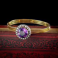 Antique Victorian Amethyst Diamond Bangle 15ct Gold c.1880 (7 of 7) Antique Victorian Amethyst Diamond Bangle 15ct Gold c.1880 (7 of 7)