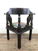 Victorian Carved Oak Corner Chair with Floral Upholstery (3 of 9) Victorian Carved Oak Corner Chair with Floral Upholstery (3 of 9)