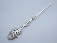 George II Cast Silver Naturalistic Leaf Pattern Mote Spoon - Unmarked c.1750 - Possibly by Francis Harache (4 of 8) George II Cast Silver Naturalistic Leaf Pattern Mote Spoon - Unmarked c.1750 - Possibly by Francis Harache (4 of 8)
