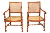 Pair of William & Mary Revival Bergere Elbow Chairs c.1930 (2 of 6) Pair of William & Mary Revival Bergere Elbow Chairs c.1930 (2 of 6)
