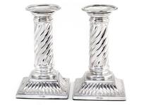Pair of Victorian Silver Plated Candle Sticks with Spiral Fluted Columns (4 of 4) Pair of Victorian Silver Plated Candle Sticks with Spiral Fluted Columns (4 of 4)