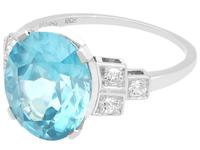 9.82ct High Zircon & 0.29ct Diamond, Platinum Dress Ring - Vintage c.1940 (3 of 9) 9.82ct High Zircon & 0.29ct Diamond, Platinum Dress Ring - Vintage c.1940 (3 of 9)