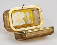 Bohemian Antique Engraved Metal Mounted Overlay Yellow Glass Sugar Casket 19th Century (16 of 19) Bohemian Antique Engraved Metal Mounted Overlay Yellow Glass Sugar Casket 19th Century (16 of 19)