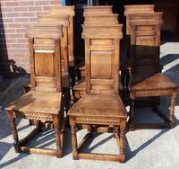 1960's Oak Refectory Table with Set 8 Jacobean style Oak Highback Dining Chairs (3 of 7) 1960's Oak Refectory Table with Set 8 Jacobean style Oak Highback Dining Chairs (3 of 7)