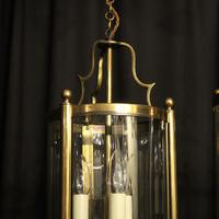 French Gilded Pair of Convex Triple Light Lanterns c.1930 (5 of 10) French Gilded Pair of Convex Triple Light Lanterns c.1930 (5 of 10)