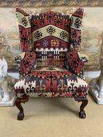 Kilim Covered Wingback Armchair on Ball & Claw Feet (2 of 9) Kilim Covered Wingback Armchair on Ball & Claw Feet (2 of 9)