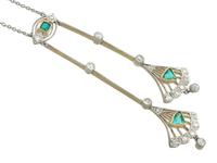 0.25ct Emerald & 0.30ct Diamond, 18ct Yellow Gold Necklace - Art Deco - Antique c.1920 (3 of 9) 0.25ct Emerald & 0.30ct Diamond, 18ct Yellow Gold Necklace - Art Deco - Antique c.1920 (3 of 9)