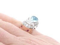 1.36 ct Aquamarine, 0.78 ct Diamond and 0.50 ct Ruby, 18ct Rose Gold Dress Ring - Vintage Circa 1950 (8 of 9) 1.36 ct Aquamarine, 0.78 ct Diamond and 0.50 ct Ruby, 18ct Rose Gold Dress Ring - Vintage Circa 1950 (8 of 9)