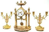 Antique 8 Day French Ormolu & Marble Mantel Clock Set with 2 Branch Candelabras (7 of 10) Antique 8 Day French Ormolu & Marble Mantel Clock Set with 2 Branch Candelabras (7 of 10)
