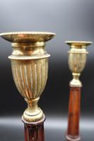 Fine Pair of George III Period Mahogany & Brass Candlesticks (5 of 5) Fine Pair of George III Period Mahogany & Brass Candlesticks (5 of 5)