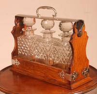 Liquor Cellar / Tantalus In Silver Metal And Oak Three Crystal Bottles - 19th Century (2 of 10) Liquor Cellar / Tantalus In Silver Metal And Oak Three Crystal Bottles - 19th Century (2 of 10)