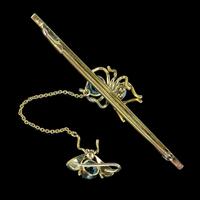 Antique Victorian Aquamarine Pearl Spider & Fly Brooch 9ct Gold c. 1900 (3 of 4) Antique Victorian Aquamarine Pearl Spider & Fly Brooch 9ct Gold c. 1900 (3 of 4)