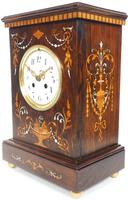 Incredible Rosewood Cased Mantel Clock with Multi Wood & Mother of Pearl Inlay 8–day Striking Clock (9 of 12) Incredible Rosewood Cased Mantel Clock with Multi Wood & Mother of Pearl Inlay 8–day Striking Clock (9 of 12)