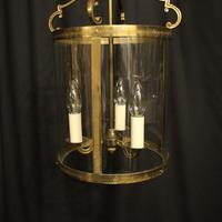 French Convex Gilded Brass Triple Light Antique Hall Lantern (7 of 10) French Convex Gilded Brass Triple Light Antique Hall Lantern (7 of 10)