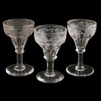 Eight Victorian Engraved Liqueur Glasses (7 of 8) Eight Victorian Engraved Liqueur Glasses (7 of 8)