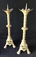 Pair of Tall Victorian Gilt Cast Metal Pricket Candlesticks (4 of 6) Pair of Tall Victorian Gilt Cast Metal Pricket Candlesticks (4 of 6)