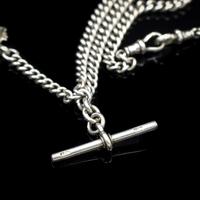 Antique Albert Watch Chain with Double Dog Clips, T-Bar and Medal (5 of 9) Antique Albert Watch Chain with Double Dog Clips, T-Bar and Medal (5 of 9)