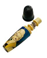 Art Deco Hand Painted Celluloid Thimble Compendium / Sewing Etui with Glamorous Lady c.1930
