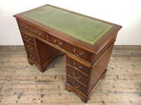 Late 20th Century Yew Wood Pedestal Kneehole Desk (9 of 14) Late 20th Century Yew Wood Pedestal Kneehole Desk (9 of 14)