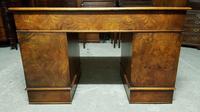 Georgian Style Burr Walnut Pedestal Desk (9 of 10) Georgian Style Burr Walnut Pedestal Desk (9 of 10)