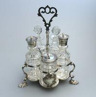 A Fine Silver Plate Warwick Type Cut Glass 5 Bottle Cruet C.1863/64 (2 of 9) A Fine Silver Plate Warwick Type Cut Glass 5 Bottle Cruet C.1863/64 (2 of 9)