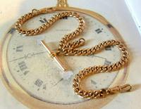 Victorian Pocket Watch Chain 1890s Large 10ct Rose Gold Filled Double Albert & T Bar (3 of 11) Victorian Pocket Watch Chain 1890s Large 10ct Rose Gold Filled Double Albert & T Bar (3 of 11)
