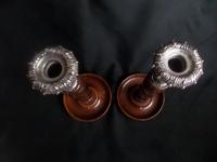 Lovely Pair of Oak Twisted Candlesticks / Metal Sconces (4 of 7) Lovely Pair of Oak Twisted Candlesticks / Metal Sconces (4 of 7)