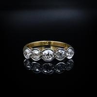 Antique Bezel Diamond Five Stone 18ct Gold & Platinum Ring (6 of 9) Antique Bezel Diamond Five Stone 18ct Gold & Platinum Ring (6 of 9)