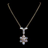 Antique Victorian Moonstone Lavaliere Pendant Necklace Silver 18ct Gold Gilt c.1880 (4 of 6) Antique Victorian Moonstone Lavaliere Pendant Necklace Silver 18ct Gold Gilt c.1880 (4 of 6)