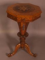 Victorian Hexagonal Ladies Sewing Table in Figured Walnut (2 of 7) Victorian Hexagonal Ladies Sewing Table in Figured Walnut (2 of 7)