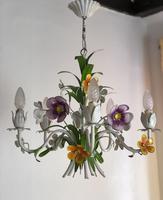 Vintage French 5 Arm Floral Toleware Chandelier (9 of 11) Vintage French 5 Arm Floral Toleware Chandelier (9 of 11)