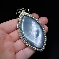 Antique Georgian Pearl Large Navette Silver Gilt Gold Locket Pendant (9 of 11) Antique Georgian Pearl Large Navette Silver Gilt Gold Locket Pendant (9 of 11)