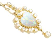 5.48ct Opal & 2.91ct Diamond, 15ct Yellow Gold Heart Pendant - Antique c.1910 (4 of 9) 5.48ct Opal & 2.91ct Diamond, 15ct Yellow Gold Heart Pendant - Antique c.1910 (4 of 9)